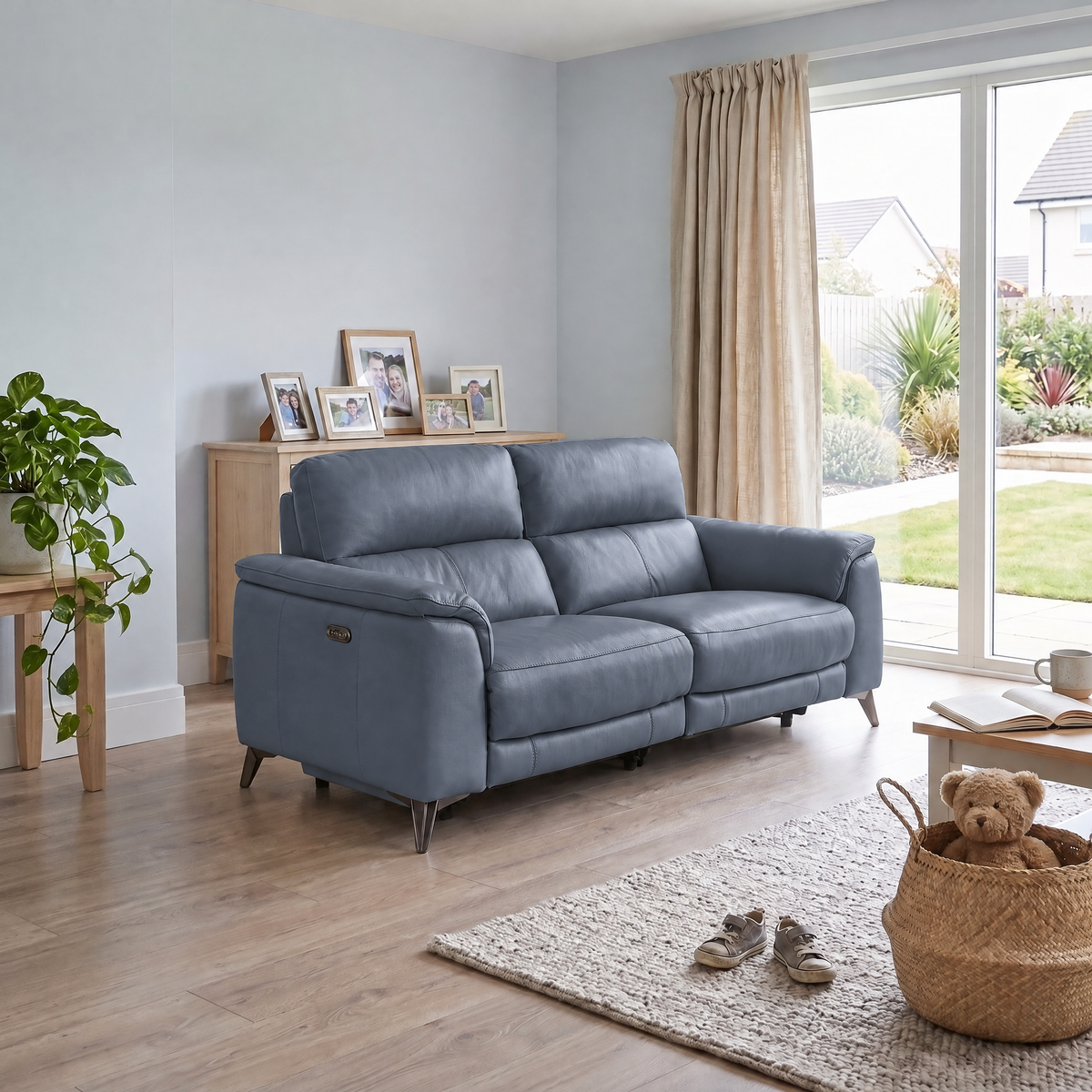 Allegra 3 Seater Recliner Sofa - 2.5 Seater Power Recliner with Power Headrest Cat 20S - Power with Power Headrest & USB — BXS-313E OCEAN BLUE, gallery image 1