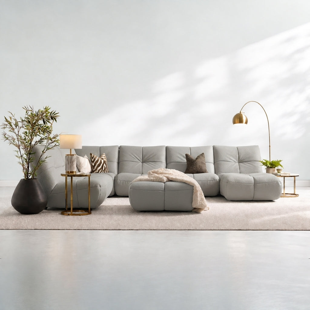 Comet Corner Sofa - Combination 1 - Corner Sofa Group With Footstool Cat 20S — BXS-946B FEATHER GREY, gallery image 1