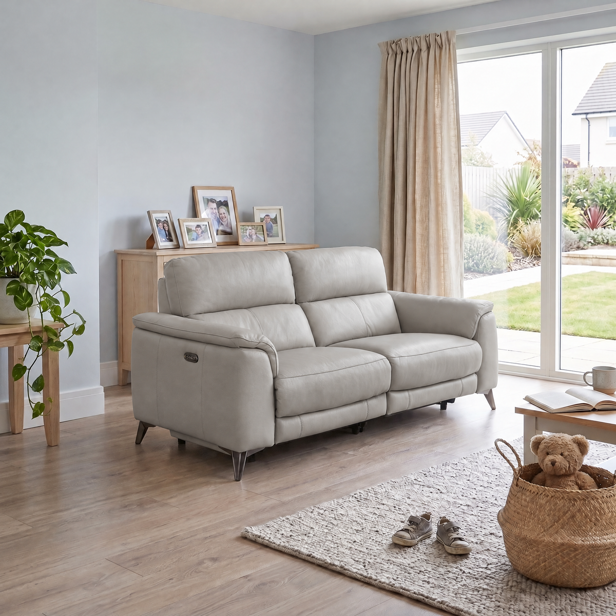 Allegra 3 Seater Recliner Sofa - 2.5 Seater Power Recliner with Power Headrest Cat 20S - Power with Power Headrest & USB — BXS-946B FEATHER GREY, gallery image 1