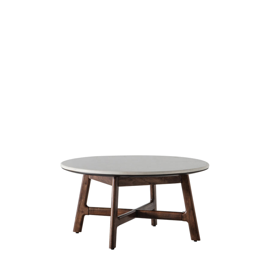 Barcelona Round Coffee Table - Round Coffee Table Dark Wood / Marble Sterling Home 1