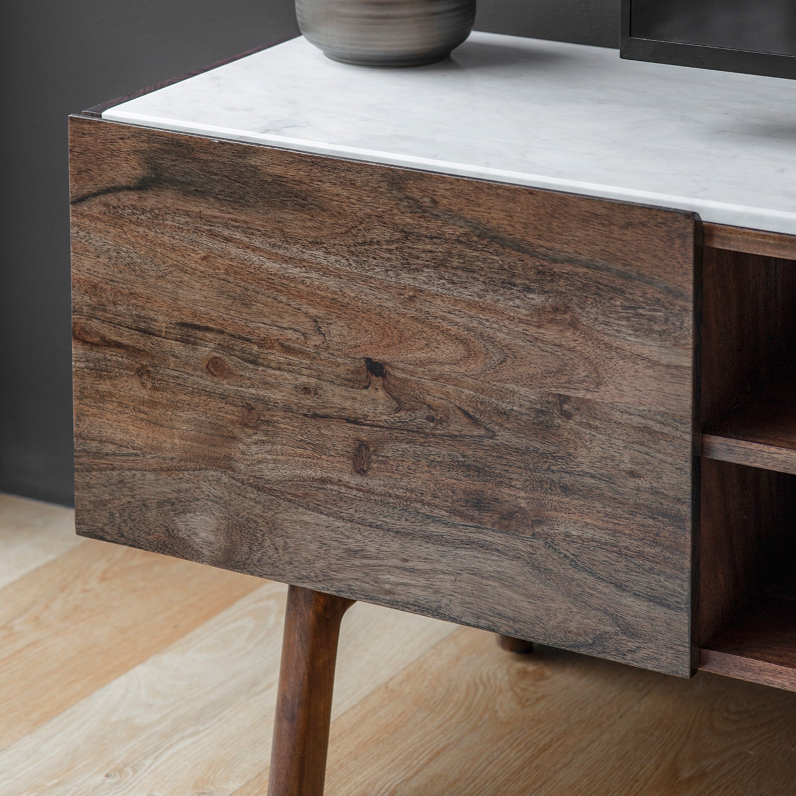 Barcelona Media Cabinet - Media Cabinet Dark Wood / Marble Sterling Home 3