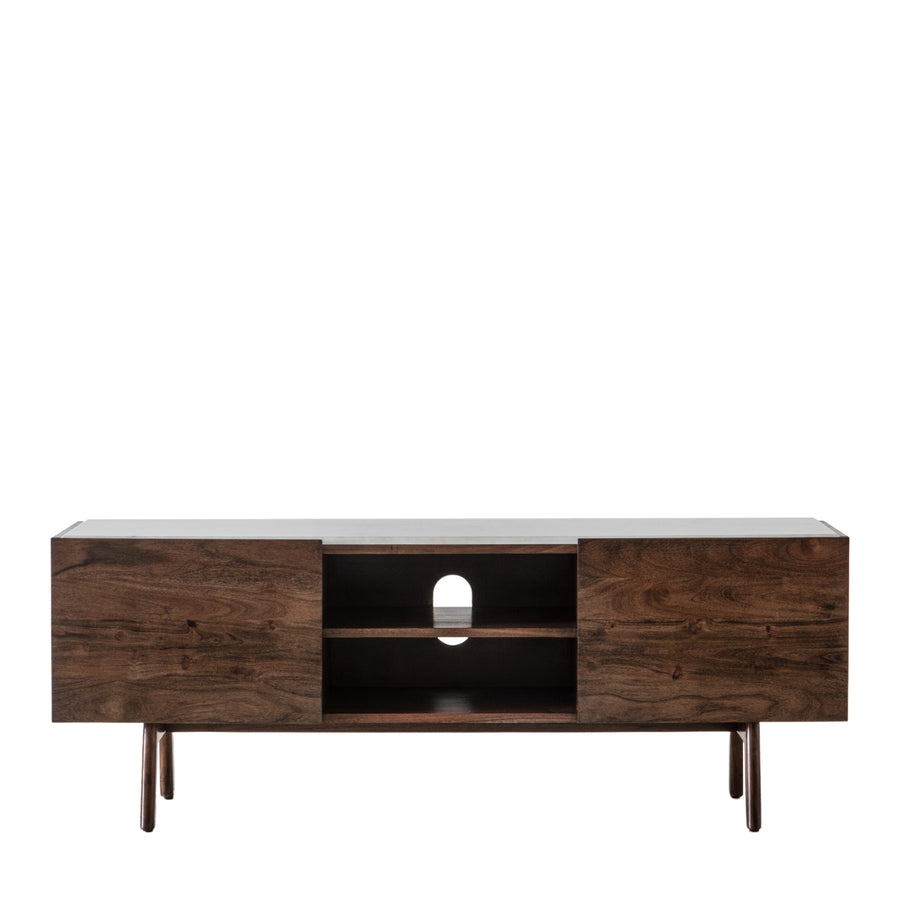 Barcelona Media Cabinet - Media Cabinet Dark Wood / Marble Sterling Home 1