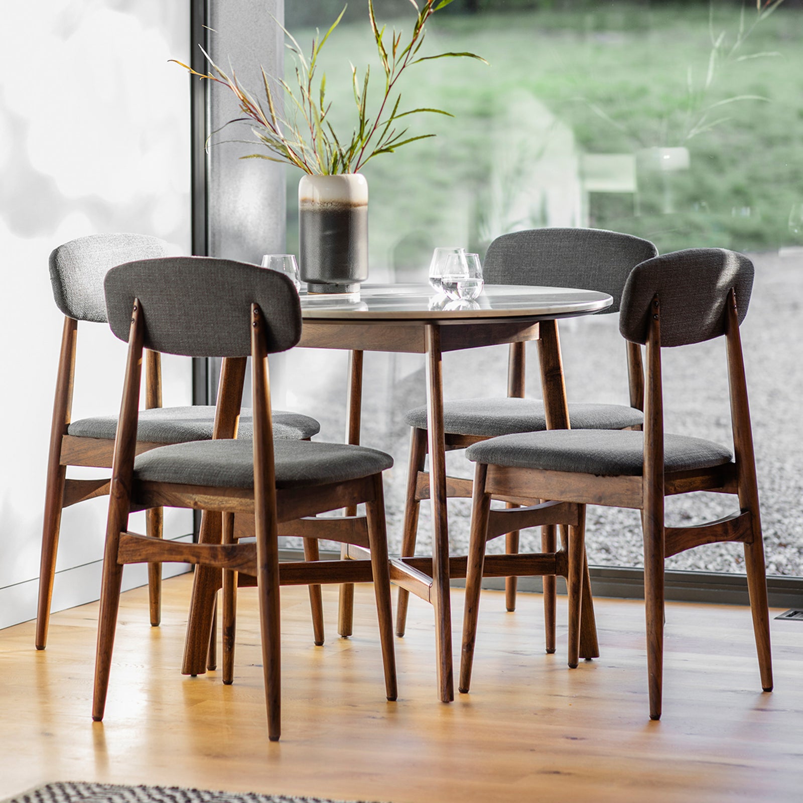 Barcelona Round Dining Table - Dining Table Round 90cm Dark Wood / Marble Sterling Home 2