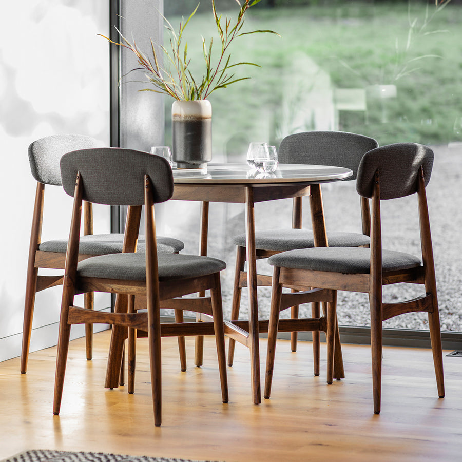 Barcelona Round Dining Table - Dining Table Round 90cm Dark Wood / Marble Sterling Home 2