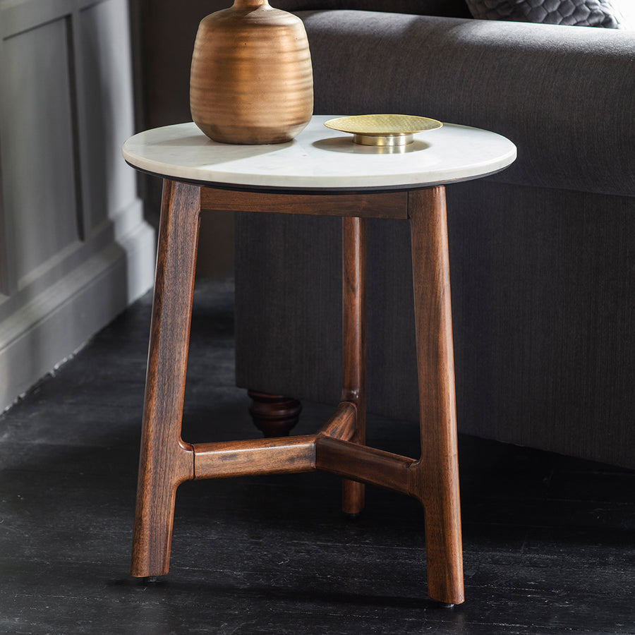 Barcelona Side Table - Side Table Dark Wood / Marble Sterling Home 2