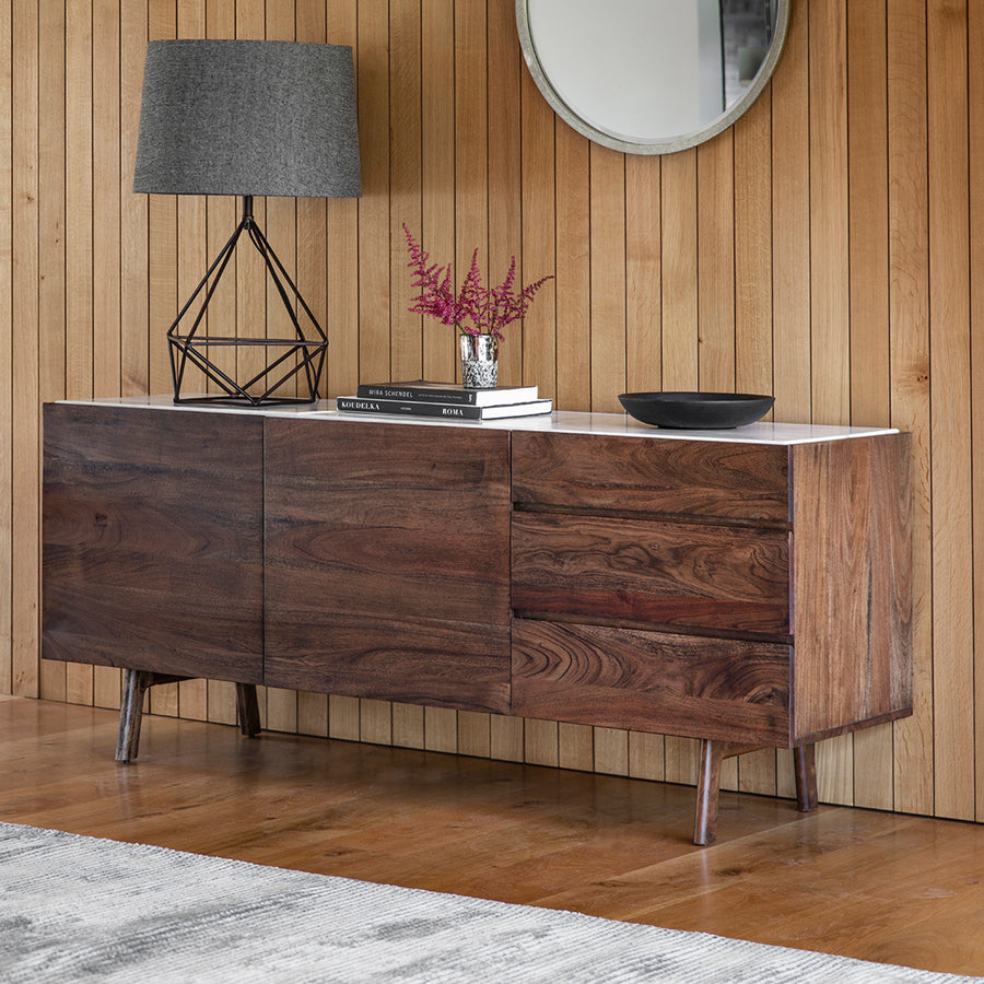 Barcelona Sideboard - Sideboard Dark Wood / Marble Sterling Home 2
