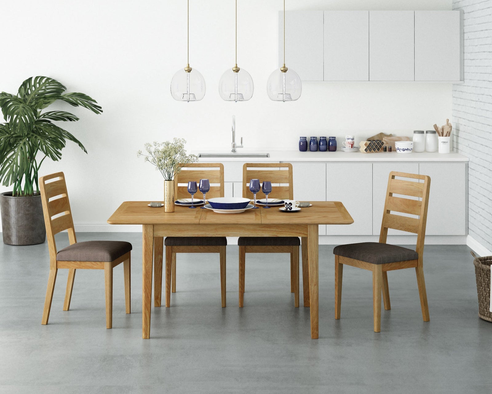 Bexley Compact Extending Dining Table & 4 Ladder Back Dining Chairs Set Tables Sterling Home 2