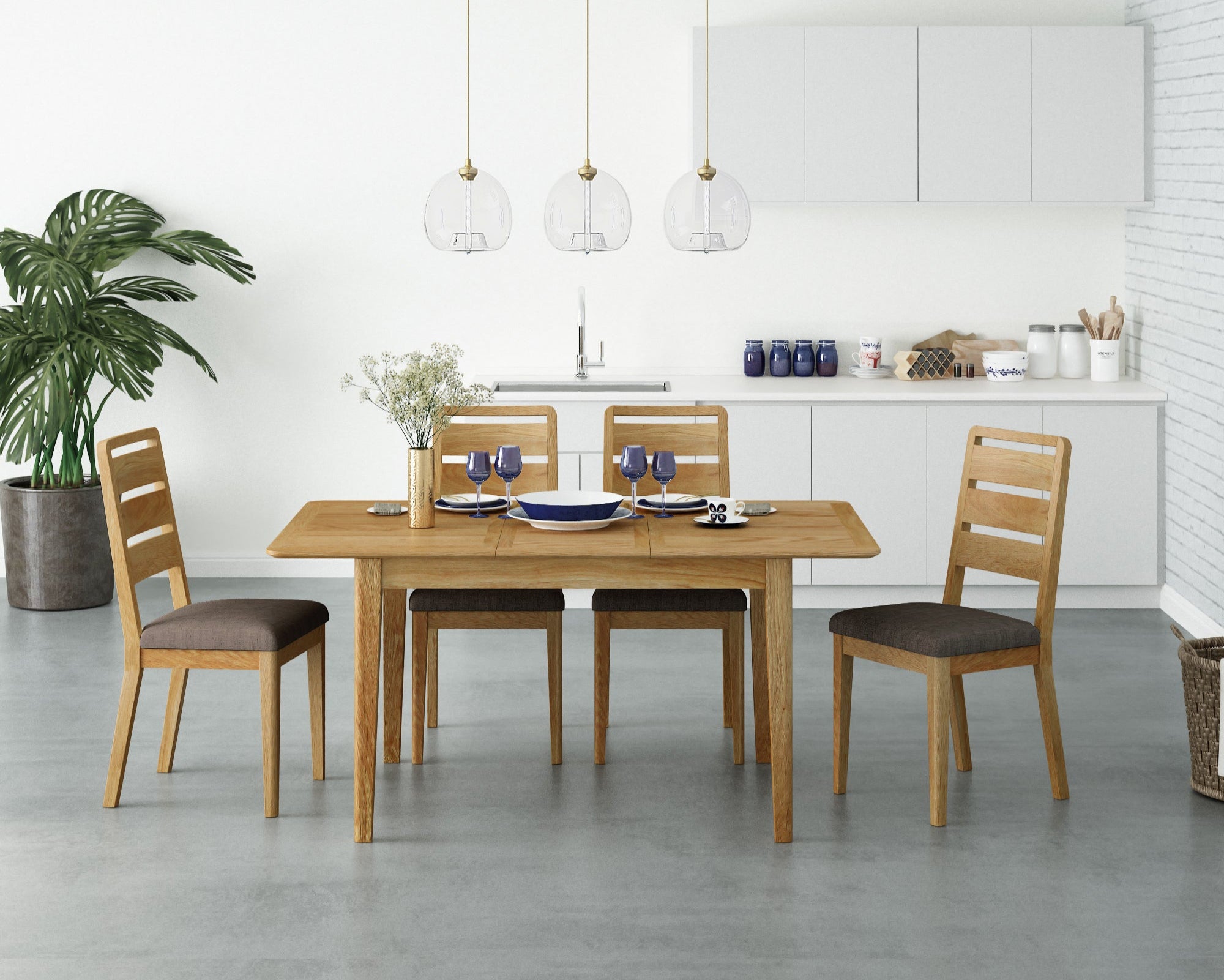 Bexley Compact Extending Dining Table & 4 Slatted Back Chairs Set Tables Sterling Home 2