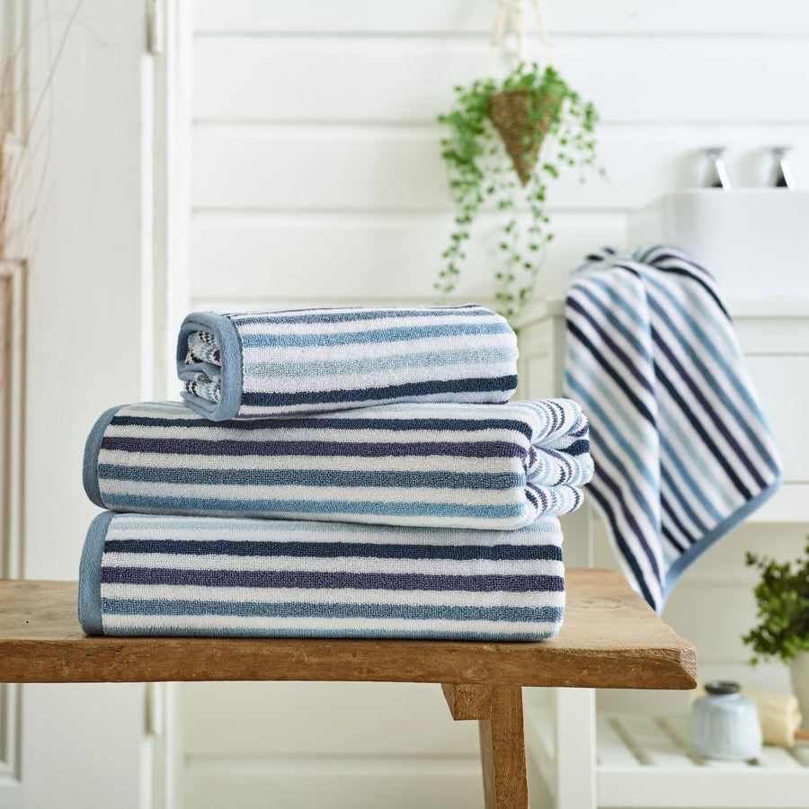 Bliss Linear Stripe Towel Blue - Bliss Linear Stripe Bath Sheet Blue Sterling Home 1