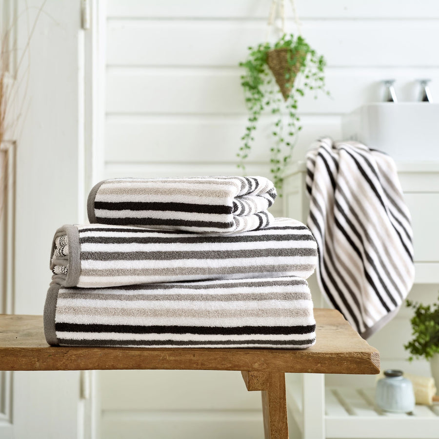 Bliss Linear Stripe Towel Chrome - Bliss Linear Stripe Bath Sheet Chrome Sterling Home 1