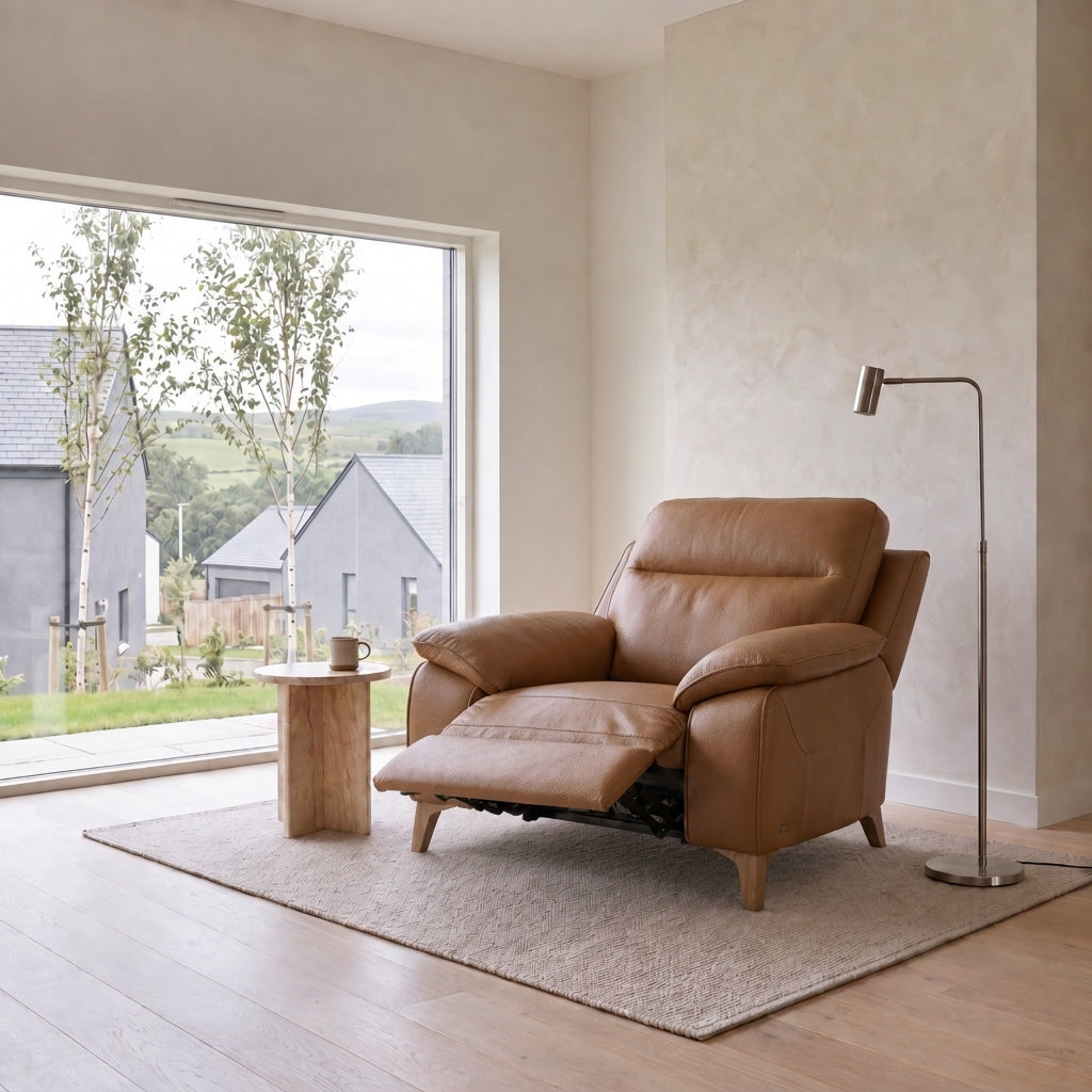 Nicoletti Vivaldi Recliner Armchair On Legs  - Power Recliner Chair on Legs CK Botero - Power Recliner with USB-C — Botero 2151 Cuoio, gallery image 1