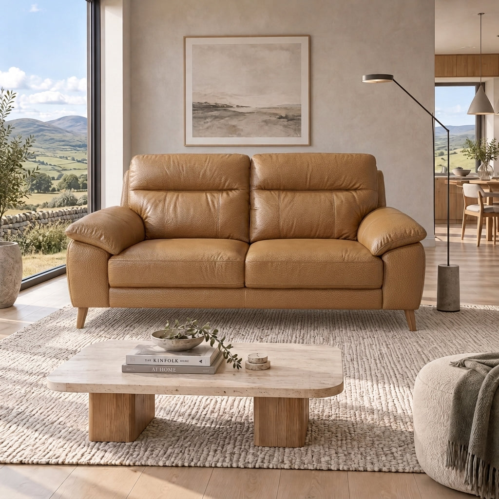 Nicoletti Vivaldi 3 Seater Sofa On Legs  - 3 Seater Sofa on Legs CK Botero — Botero 2151 Cuoio, gallery image 1