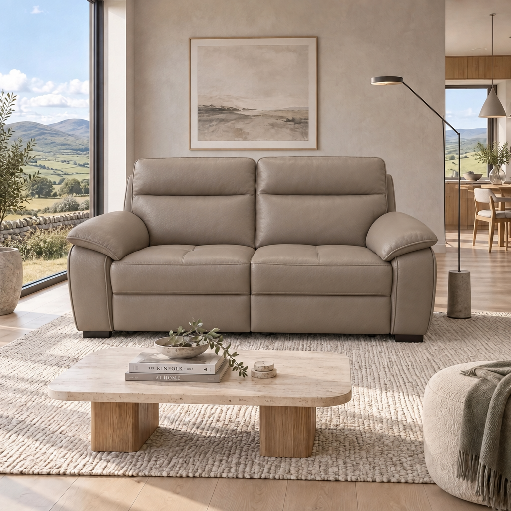 Nicoletti Vivaldi 3 Seater Recliner Sofa    - 3 Seater Double Power Recliner CK Botero - Power Recliner with USB-C — Botero 2152 Taupe, gallery image 2