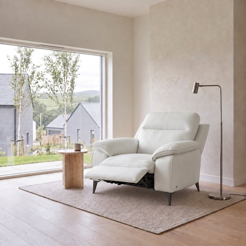 Nicoletti Vivaldi Recliner Armchair On Legs  - Power Recliner Chair on Legs CK Botero - Power Recliner with USB-C — Botero 2153 Bianco, gallery image 1