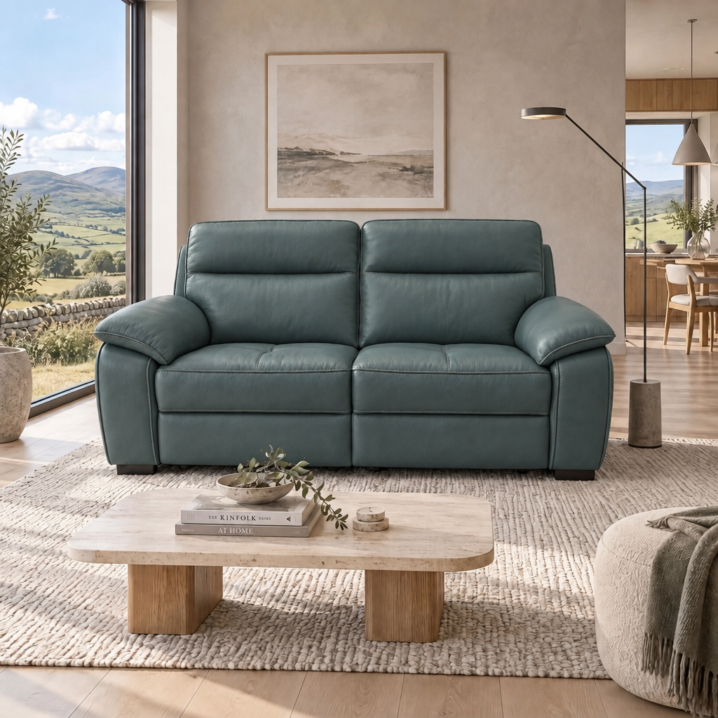 Nicoletti Vivaldi 3 Seater Recliner Sofa    - 3 Seater Double Power Recliner CK Botero - Power Recliner with USB-C — Botero 2155 Ottanio, gallery image 2