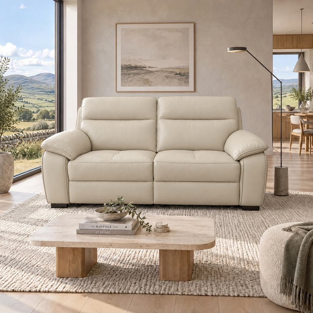 Nicoletti Vivaldi 3 Seater Recliner Sofa    - 3 Seater Double Power Recliner CK Botero - Power Recliner with USB-C — Botero 2156 Crema, gallery image 2