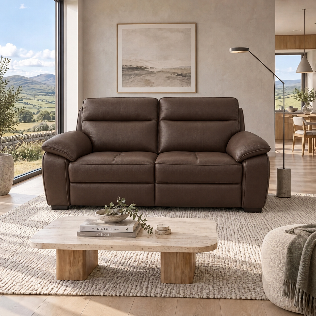 Nicoletti Vivaldi 3 Seater Recliner Sofa    - 3 Seater Double Power Recliner CK Botero - Power Recliner with USB-C — Botero 2157 Testa Di Moro, gallery image 1