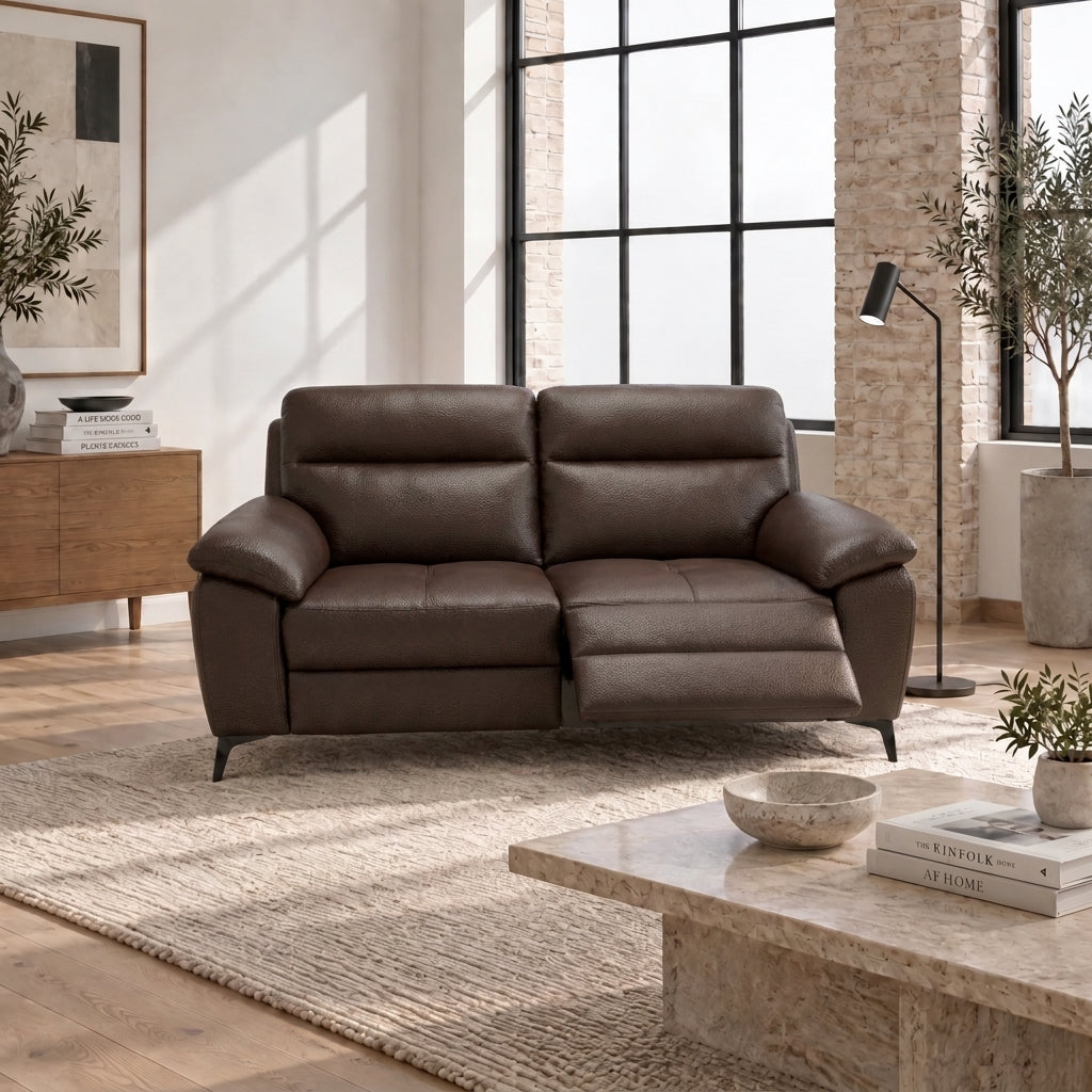 Nicoletti Vivaldi 2 Seater Recliner Sofa On Legs - 2 Seater Double Power Recliner on Legs CK Botero - Power Recliner with USB-C — Botero 2157 Testa Di Moro, gallery image 1