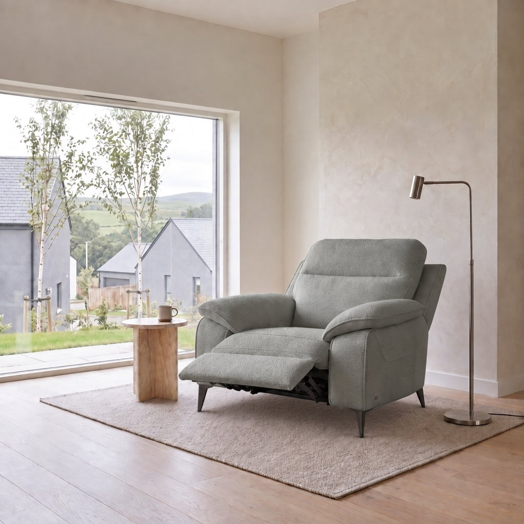 Nicoletti Vivaldi Recliner Armchair On Legs  - Power Recliner Chair on Legs CK Botero - Power Recliner with USB-C — Botero 2162 Grigio, gallery image 1