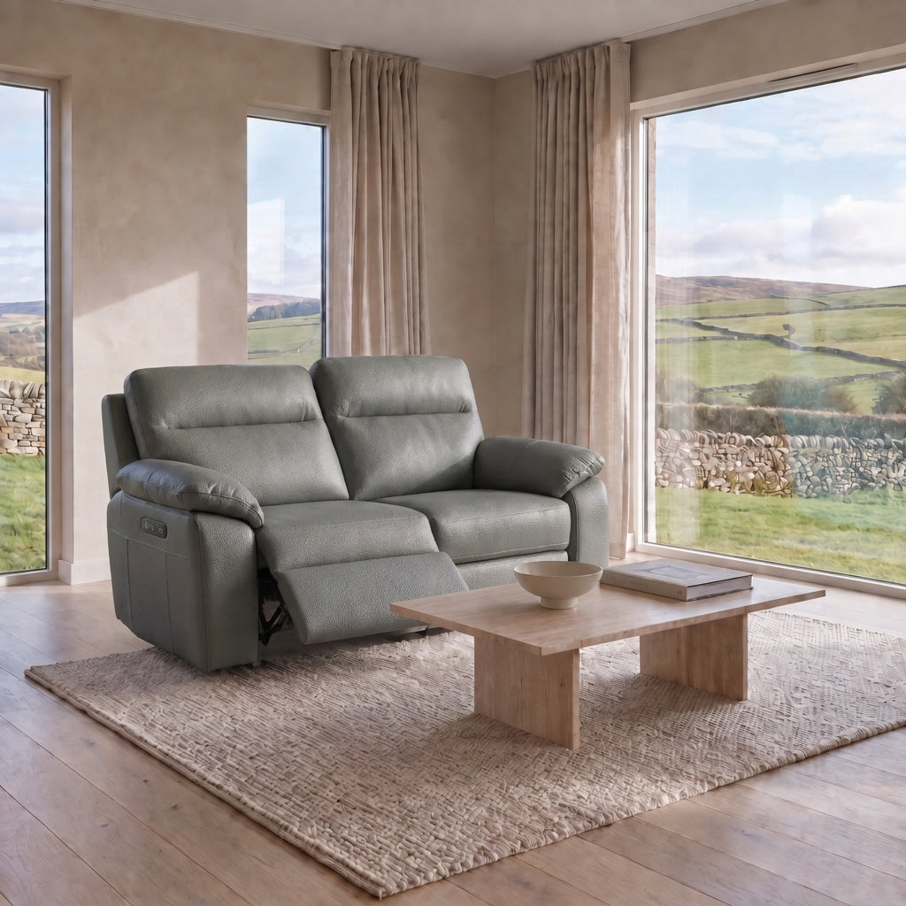 Nicoletti Vivaldi 2 Seater Recliner Sofa - 2 Seater Double Power Recliner CK Botero - Power Recliner with USB-C — Botero 2162 Grigio, gallery image 1