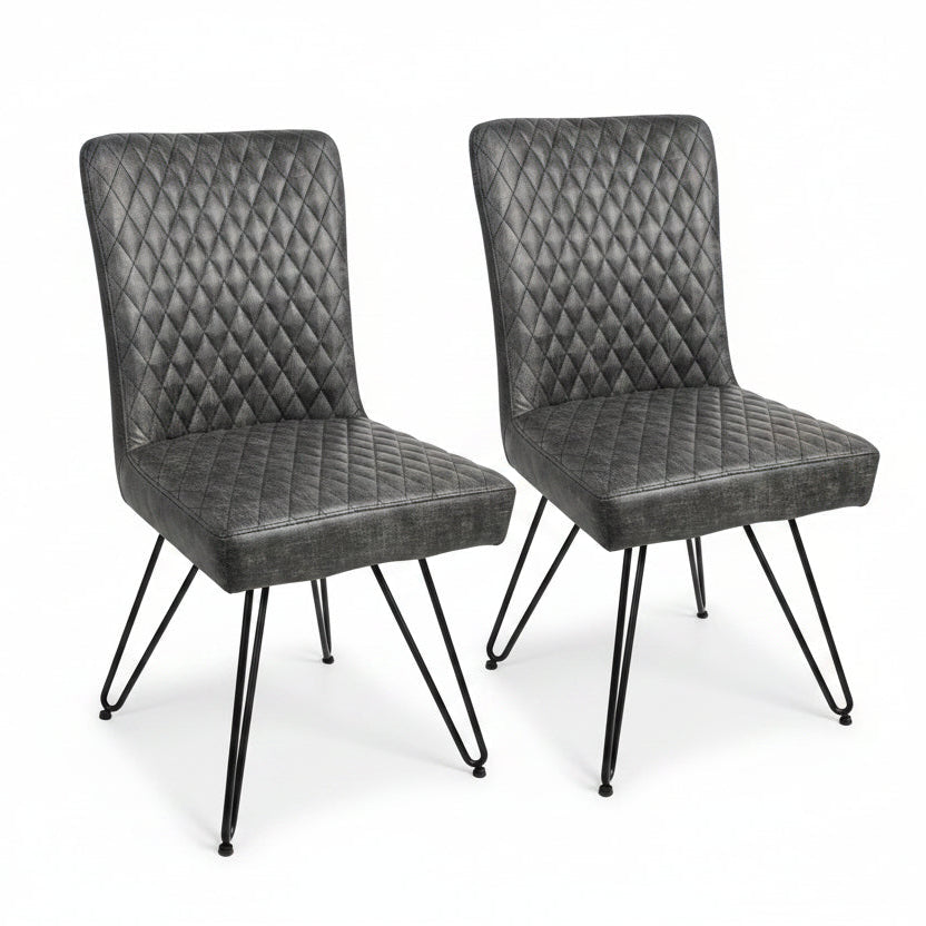 Bourton Pair of Grey Dining Chairs - Dining Chair - Pair Grey