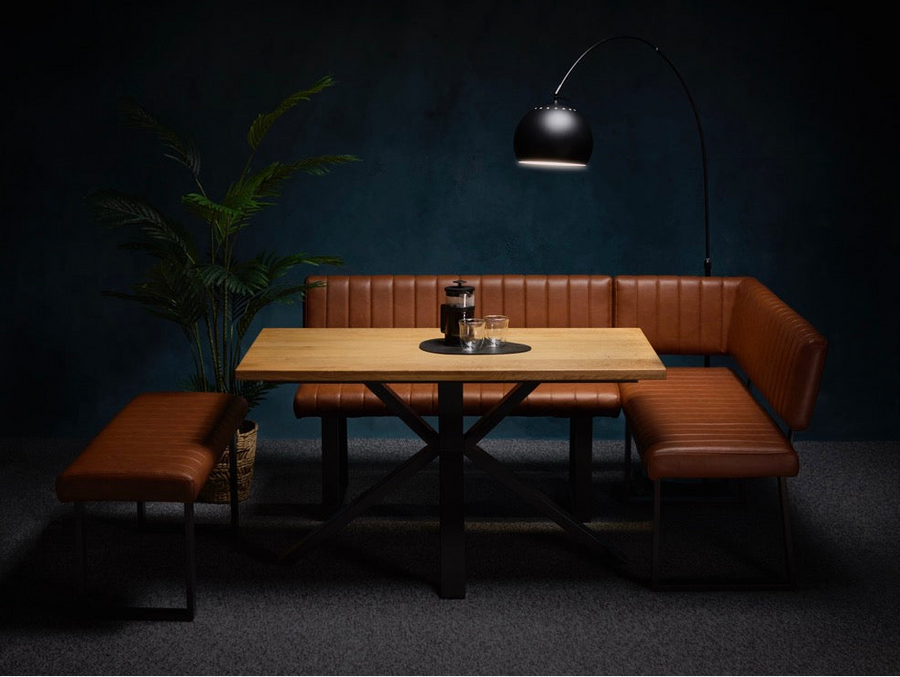 Bourton 135cm Compact Table, Corner Bench and Low Bench Dining Set - 135cm Compact Table, Corner Bench + Low Bench