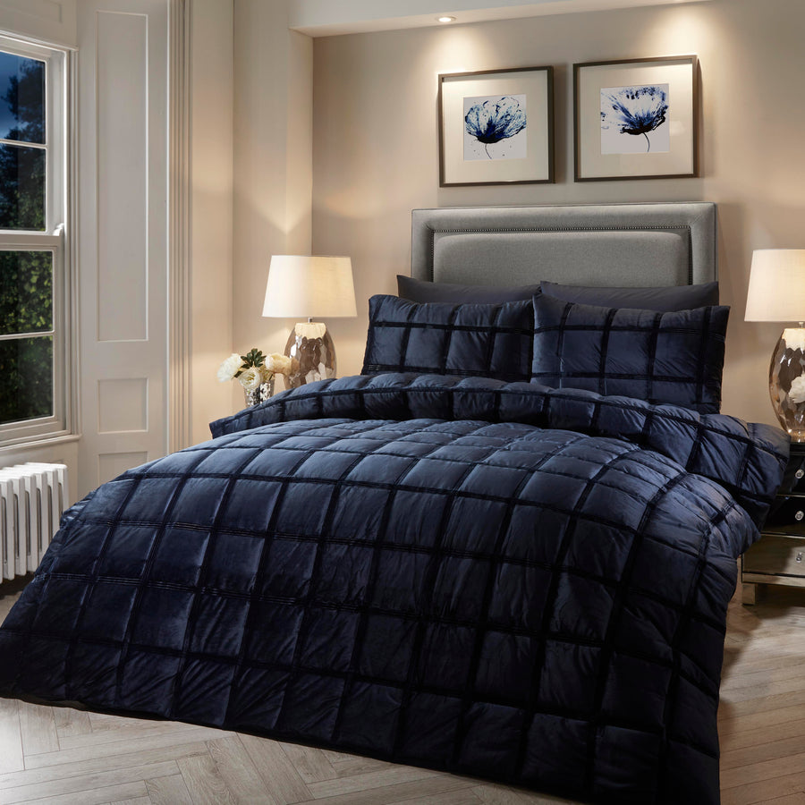 Brighton Square Blue Duvet Set Double Sterling Home 1