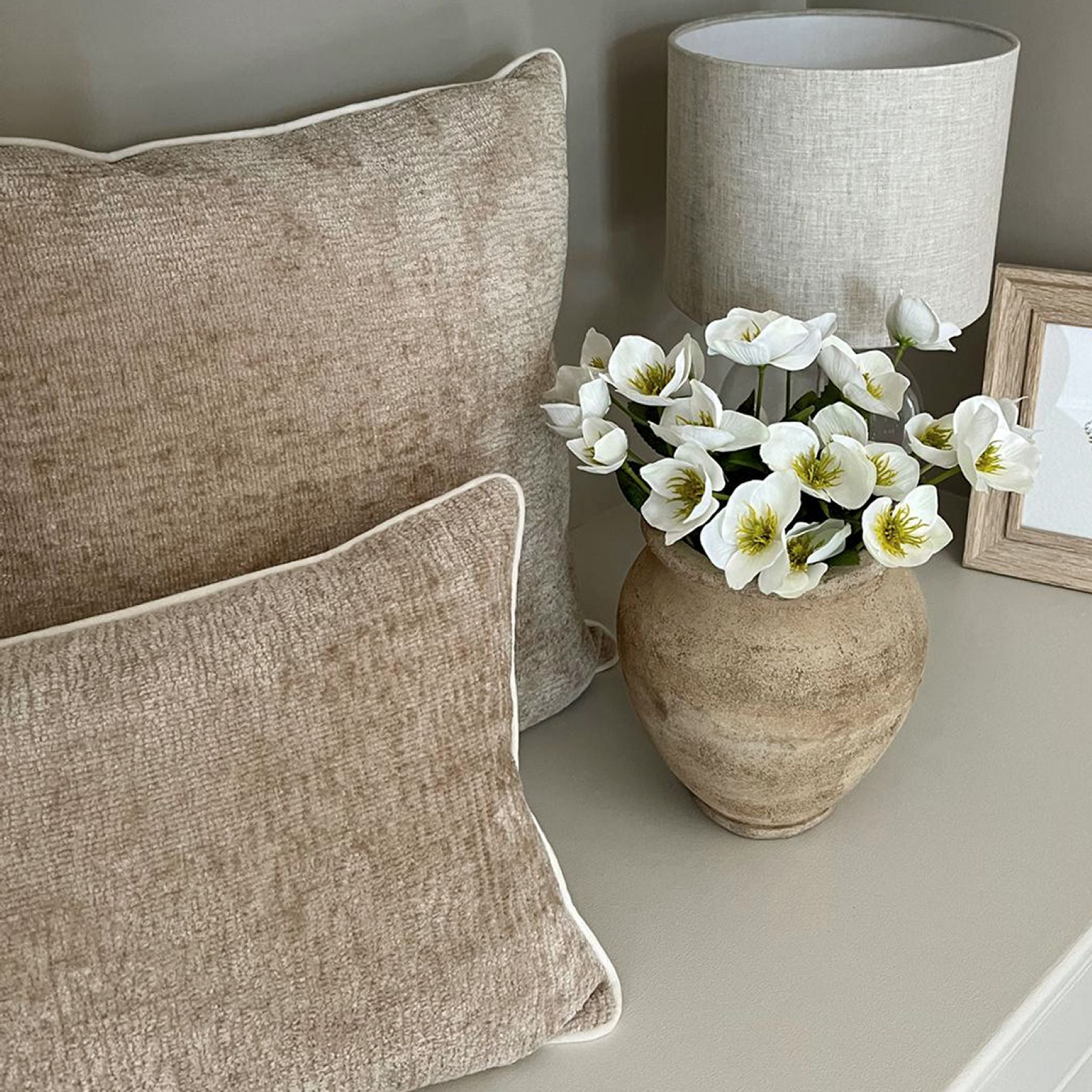 Belgravia Wave Chenille Cushion Beige - Wave Chenille Cushion Beige 50X30CM Sterling Home 2