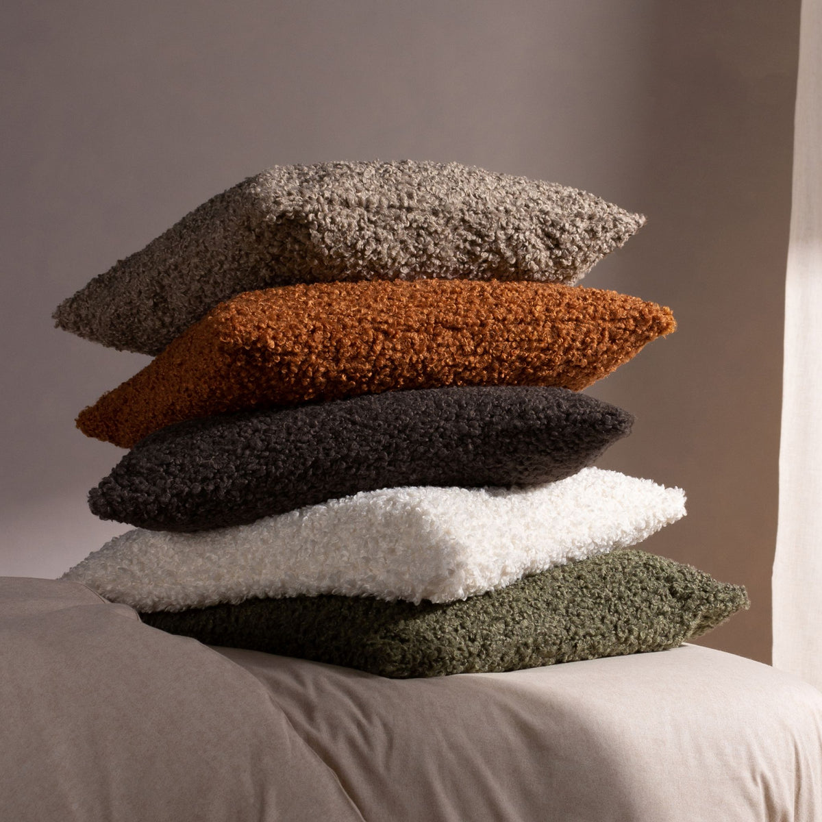 Cabu Chunky Boucle Cushion Cream 45CM - Cabu Chunky Boucle Cushion Taupe 45CM Sterling Home 2