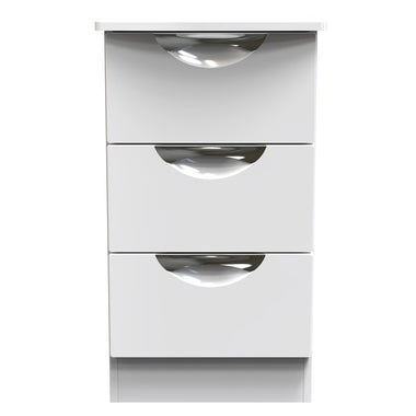 Colton 3 Bedside Cabinet - 3 Drawer Bedside Cabinet Sterling Home WGW - White Gloss & White 1