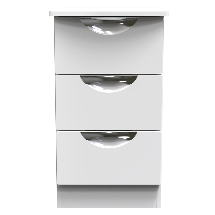 Colton 3 Bedside Cabinet - 3 Drawer Bedside Cabinet Sterling Home WGW - White Gloss & White 1