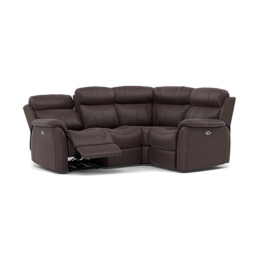 Cava Small Corner Recliner Sofa - Combination 5 2 Corner 1 with 2 Power Recliners Fabric - Right Hand Facing - Power Recliner with USB