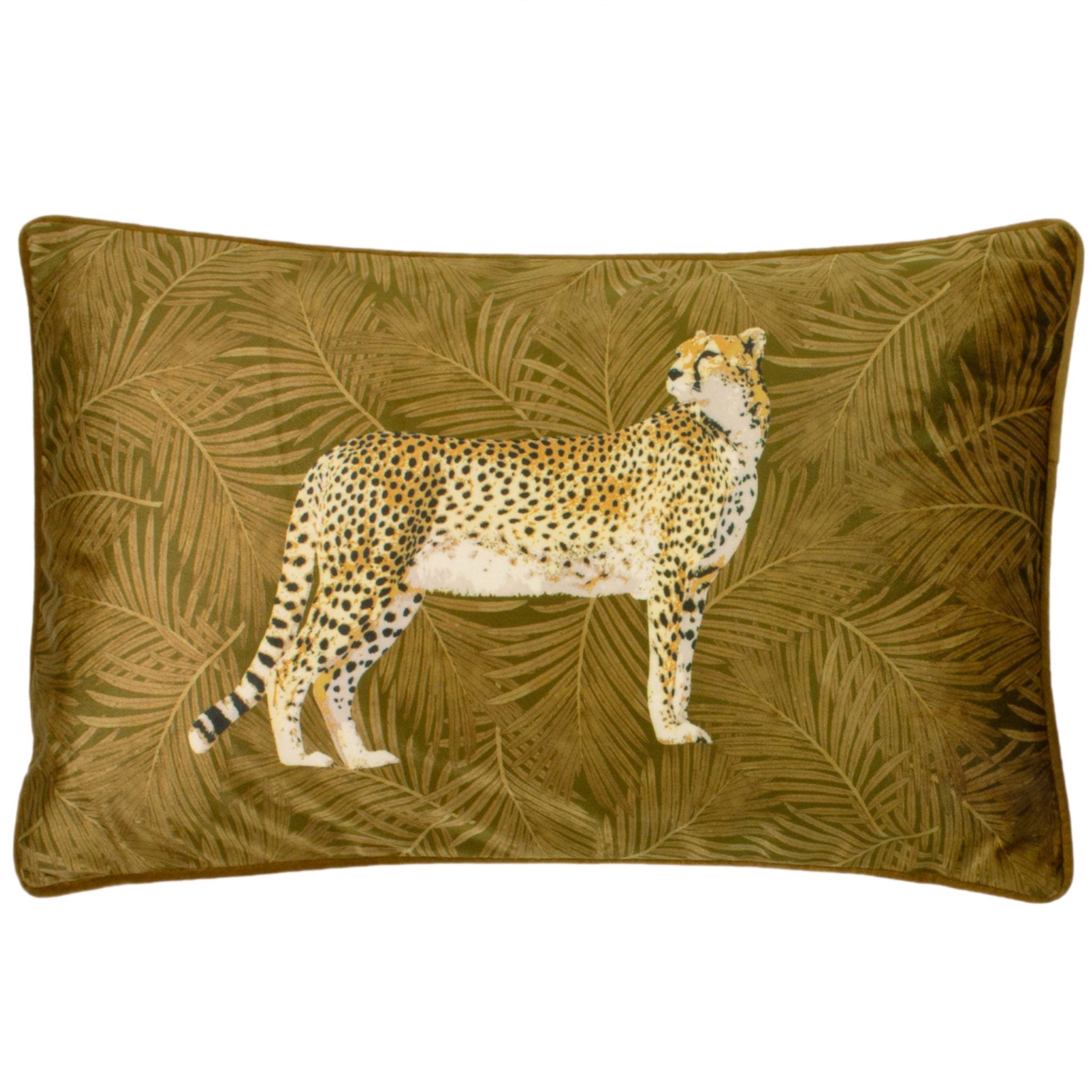 Cheetah Forest Feather Gold Cushion - Cheetah Forest Feather Cushion Gold 30X50CM Sterling Home 1
