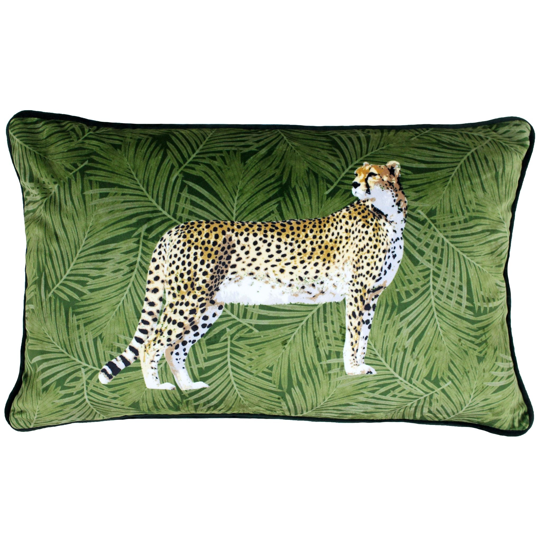 Cheetah Forest Feather Green Cushion - Cheetah Forest Feather Cushion Green 30X50CM Sterling Home 1