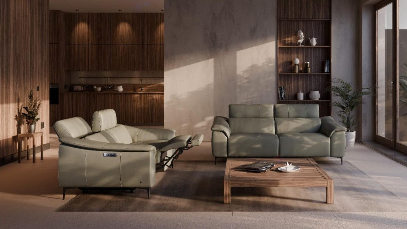 Nicoletti La Scala 3 Seater Sofa Power Recliner Lumbar Support - 3 Seater Sofa Power Recl Lumber Support CB Torello - Power with Power Lumbar & USB