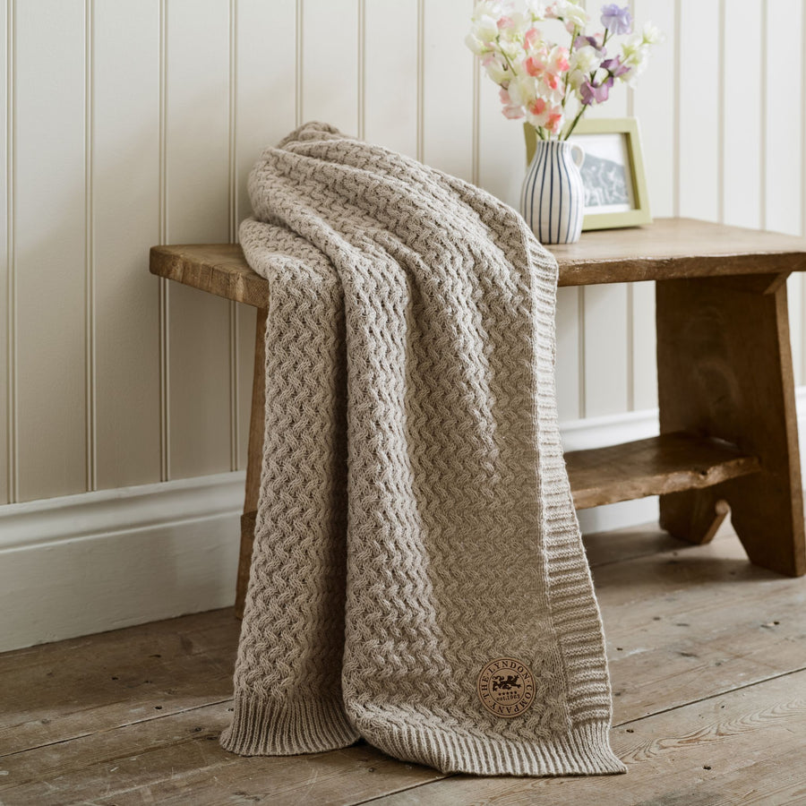 Cadenza Knitted Throw Natural - Cadenza Knitted Throw 130x170CM Natural Sterling Home 2