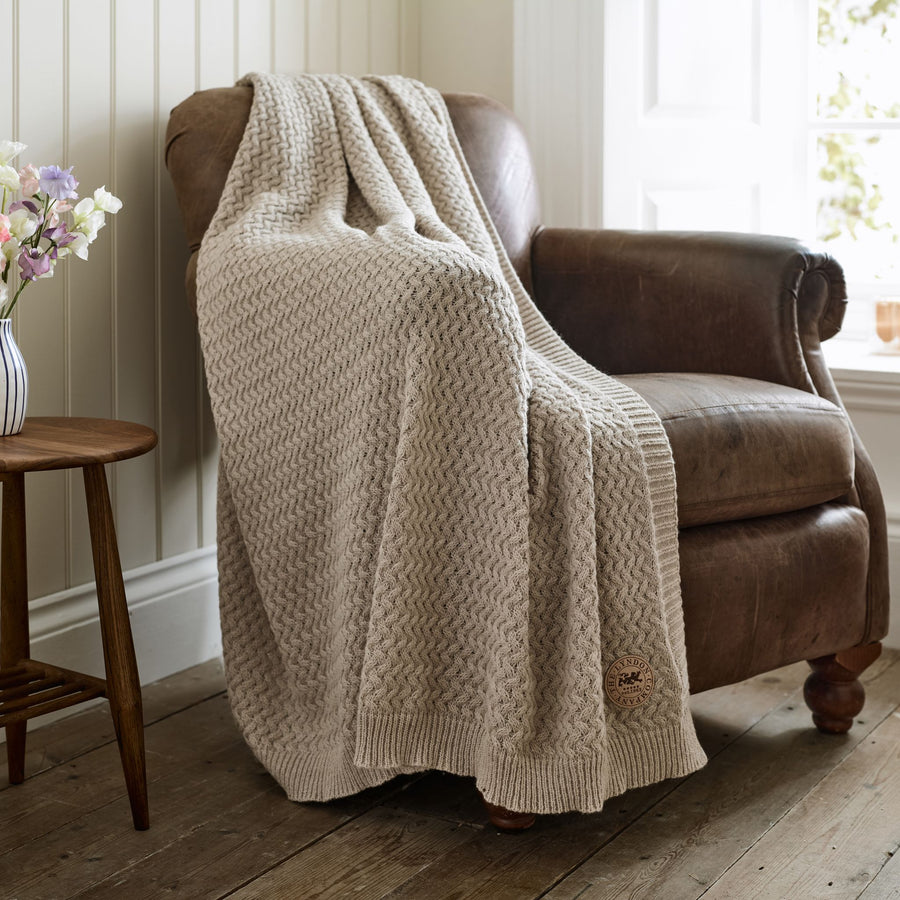 Cadenza Knitted Throw Natural - Cadenza Knitted Throw 130x170CM Natural Sterling Home 1
