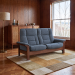 Stressless Buckingham High 2 Seater Sofa  - High 2 Seater Sofa Fabric Group 5 - Manual Recliner — Clover 50170 Blue, gallery image 1