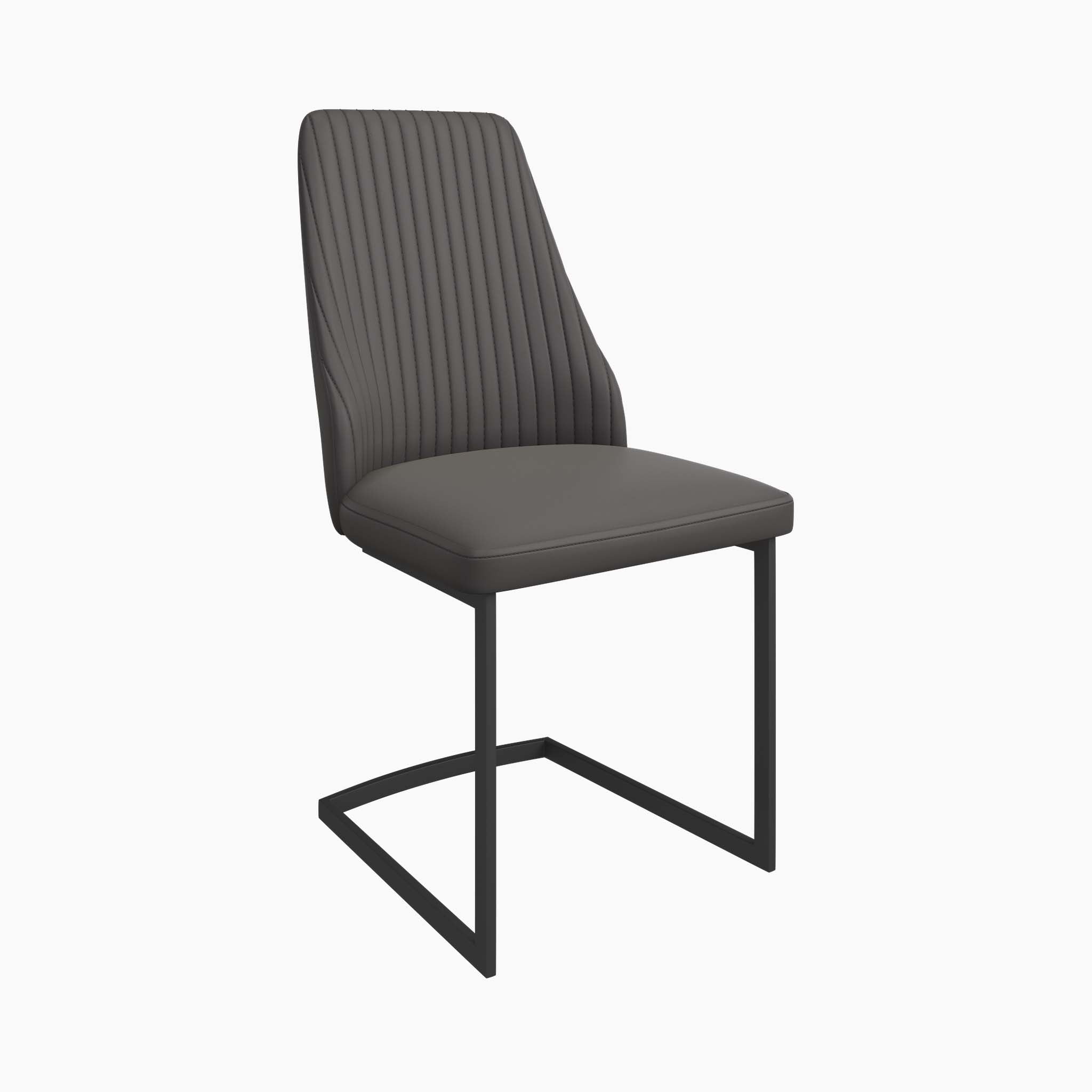 Celestia Dining Chair Dark Grey - Dining Chair Dark Grey Leather Look