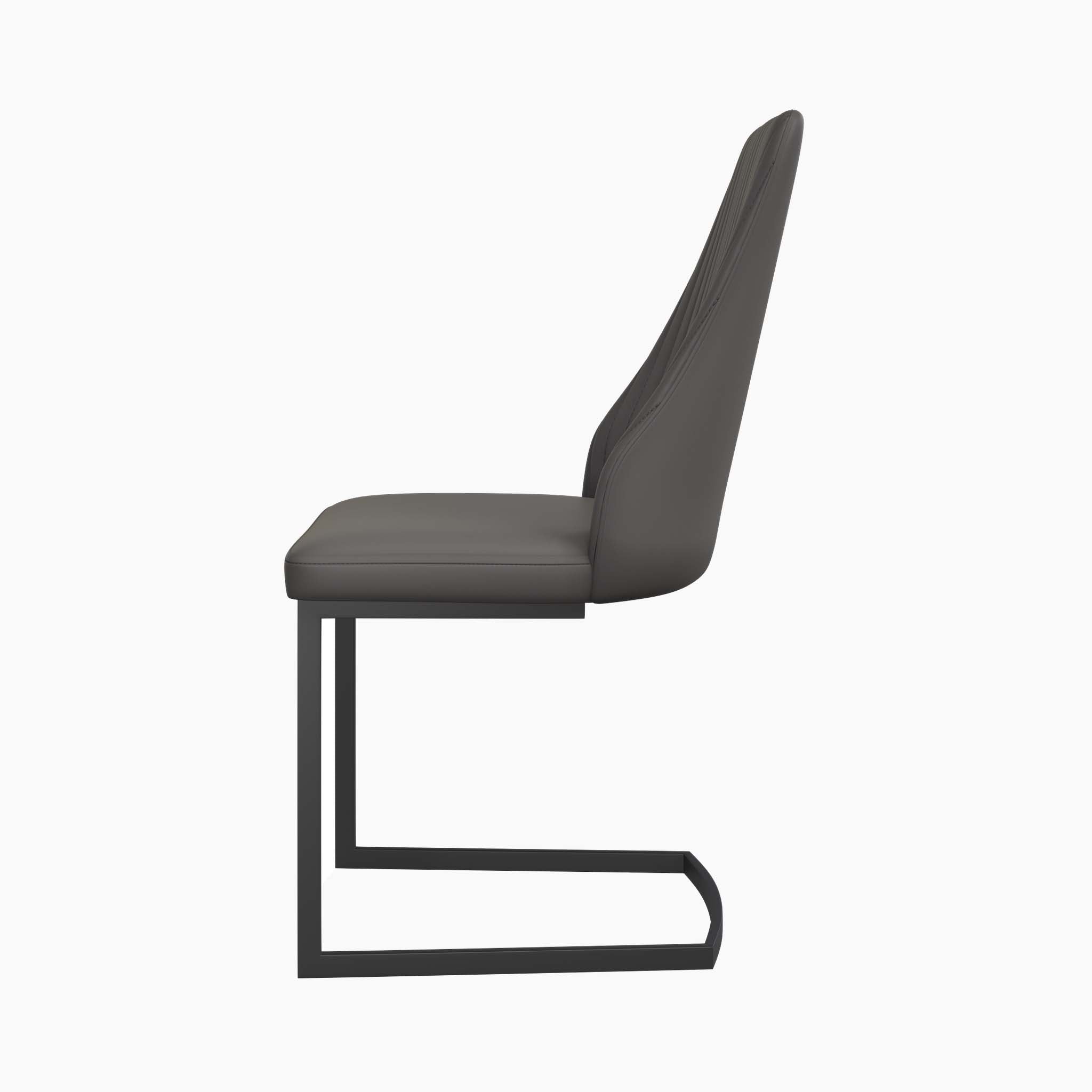 Celestia Dining Chair Dark Grey - Dining Chair Dark Grey Leather Look