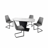 Celestia Large Grey Extending Dining Table & 4 Dining Chairs Set