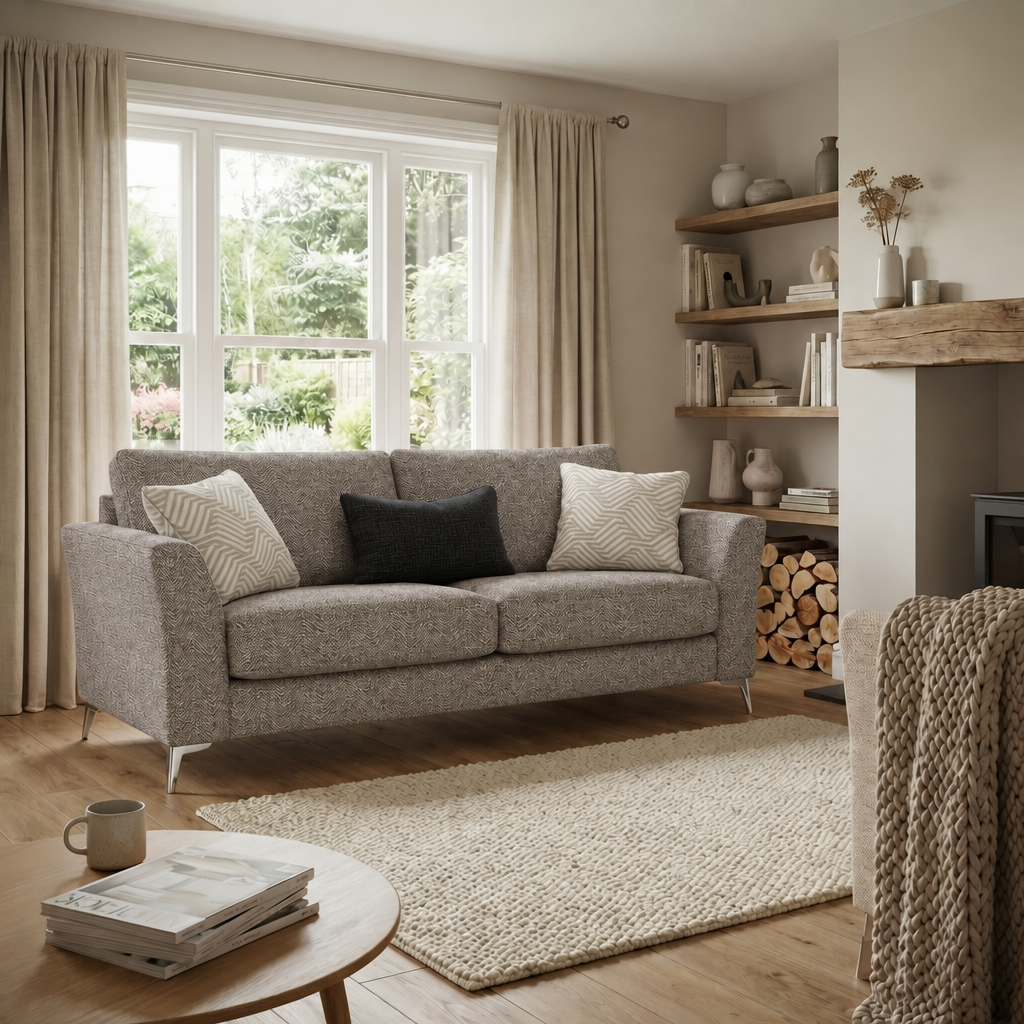 Chilton 2 Seater Sofa - 2 Seater Sofa Fabric — Chrome Feet / Barley Charcoal, gallery image 4