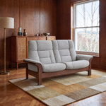 Stressless Buckingham High 2 Seater Sofa  - High 2 Seater Sofa Fabric Group 5 - Manual Recliner — Clover 50111 Light Grey, gallery image 1