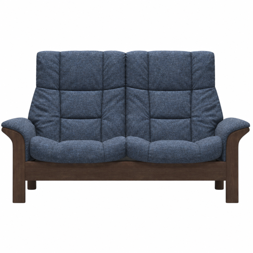 Stressless Buckingham High 2 Seater Sofa - High 2 Seater Sofa Fabric Group 5 - Manual Recliner 2 Seater Sofas Sterling Home 8 Clover 50170 Blue