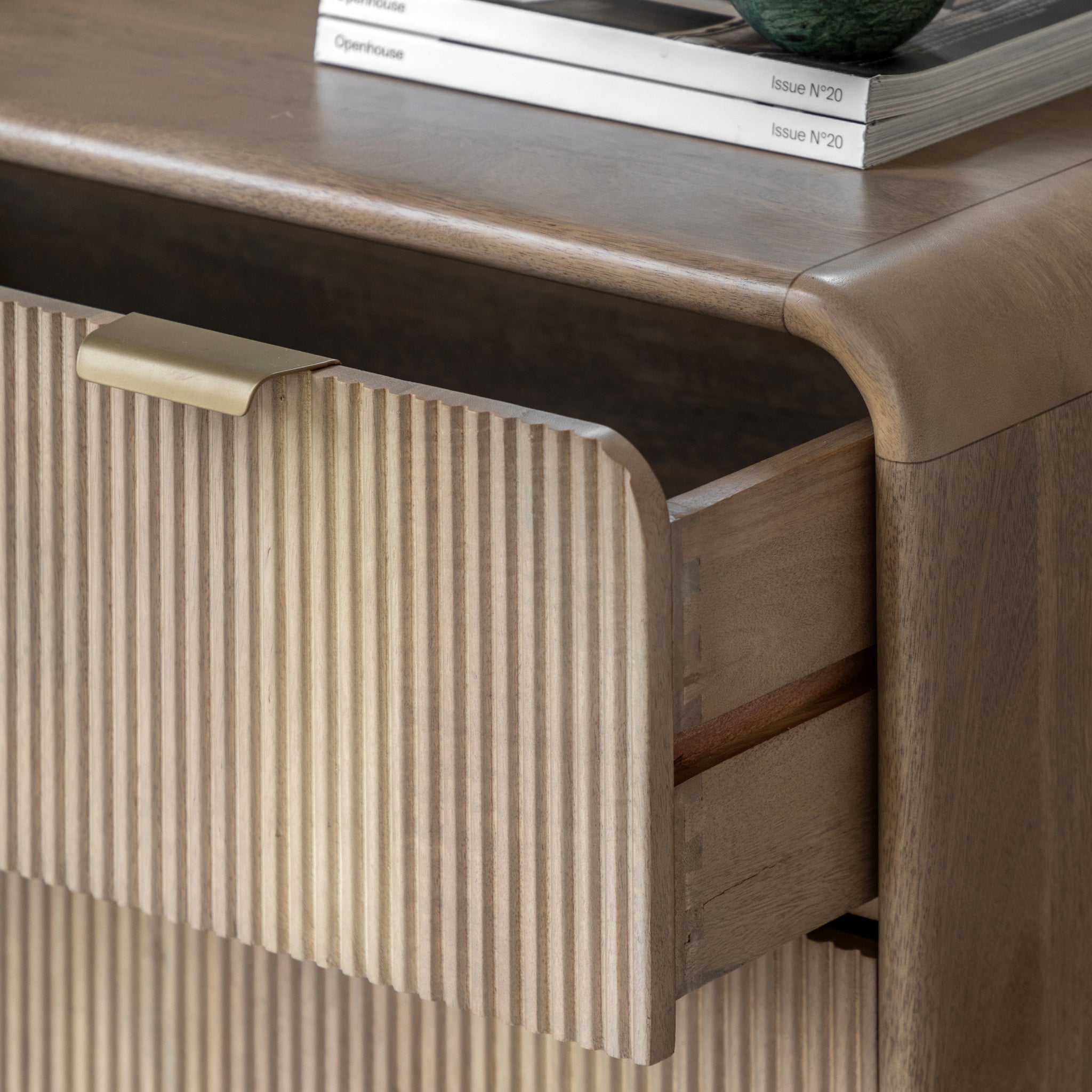 Colonna 3 Drawer Chest - 3 Drawer Chest Natural Mango Wood / Brass Sterling Home 3