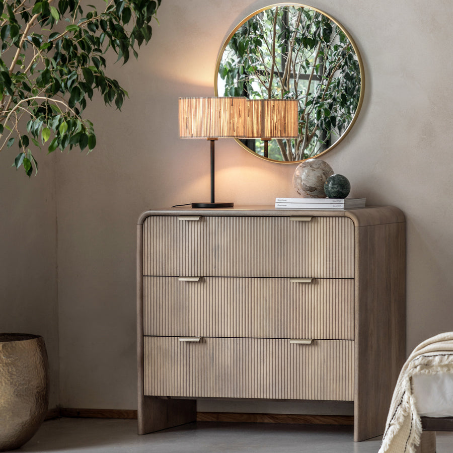 Colonna 3 Drawer Chest - 3 Drawer Chest Natural Mango Wood / Brass Sterling Home 2