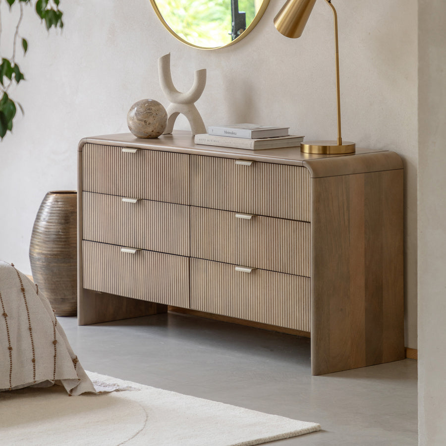 Colonna 6 Drawer Chest - 6 Drawer Chest Natural Mango Wood / Brass Sterling Home 2