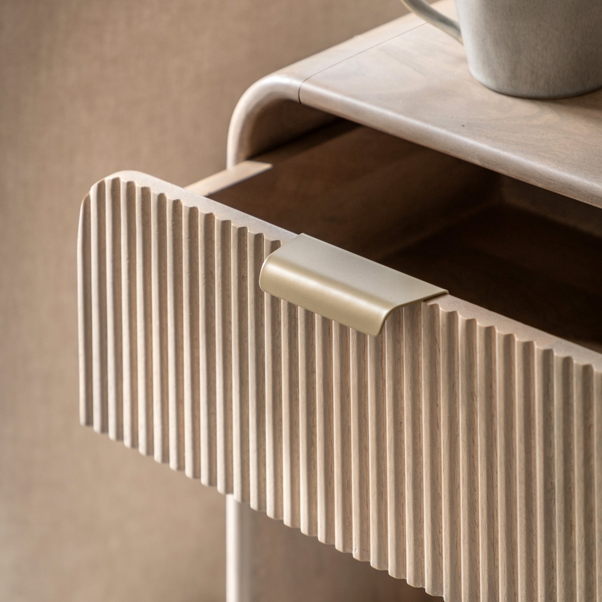 Colonna Bedside Table - 1 Drawer Bedside 45cm Natural Mango Wood / Brass Sterling Home 3