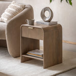 Colonna Bedside Table - 1 Drawer Bedside 45cm Natural Mango Wood / Brass Sterling Home 2
