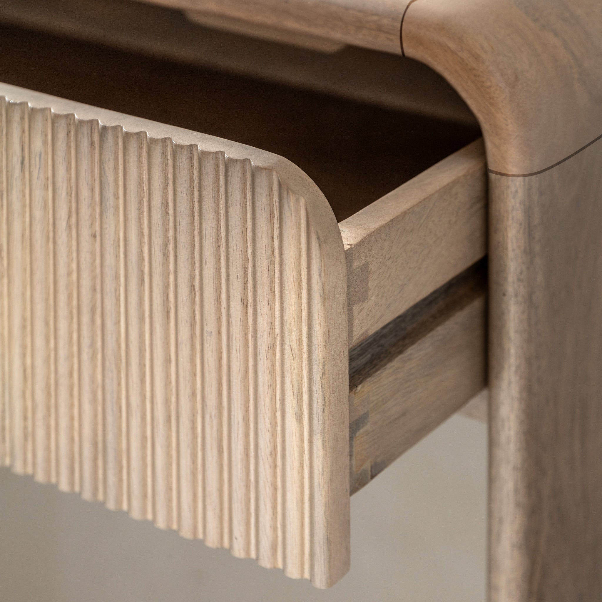 Colonna Console Table - 2 Drawer Console Natural Mango Wood / Brass Sterling Home 3